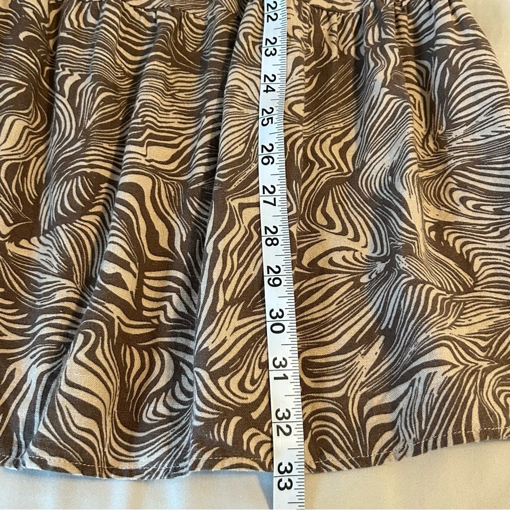 House of Harlow 1960 Linen Puff Sleeve Tiered Smocked Brown Mini Dress Size XS - Picture 8 of 8